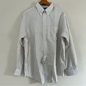 🦋 NWT Croft and Barrow White Pin Stripe Button Down Oxford Shirt 18 34/35